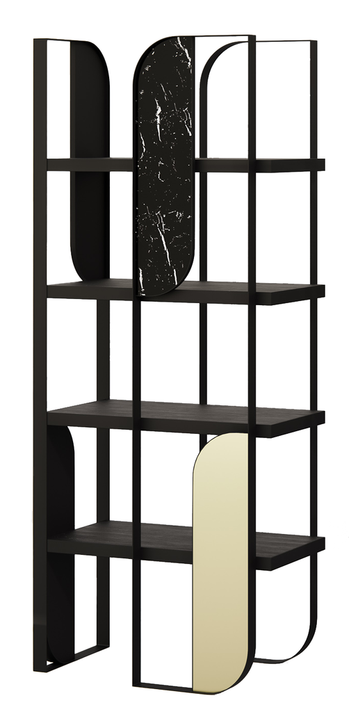 KARAN - RCK 137 - LEFT (AB (METAL FRAME ANODIC BROWN), VENEER OAK BLACK 20MM, MARBLE WHITE SPIDER)