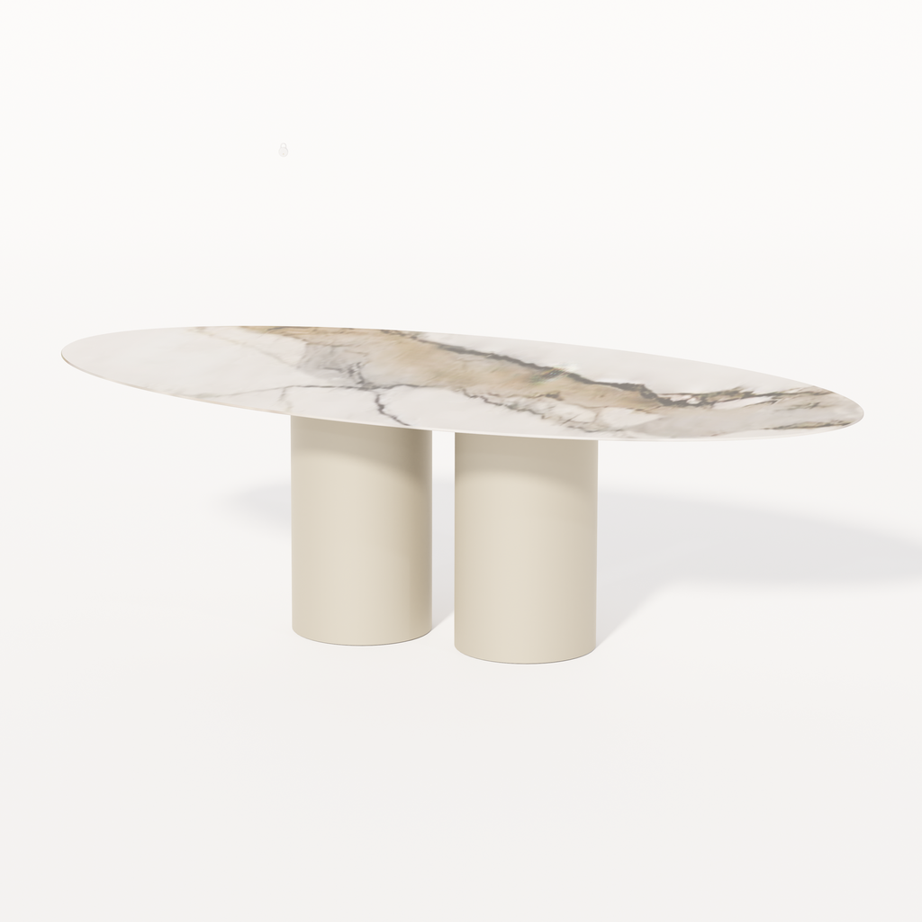 KHALISE - CERAMIC (AB (METAL FRAME ANODIC BROWN), CERAMIC CALACATTA ROSSO, OVAL - 2000x1000)
