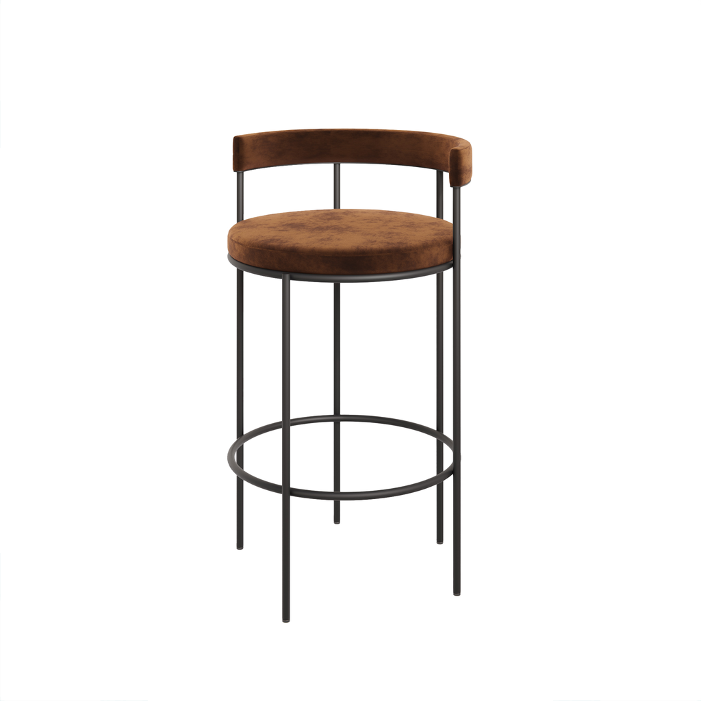 [CHR 1051 AB 20 COFFEE 81] COLLINNI BARCHAIR - CHR 1051 (AB (METAL FRAME ANODIC BROWN), ADORE COFFEE 81)