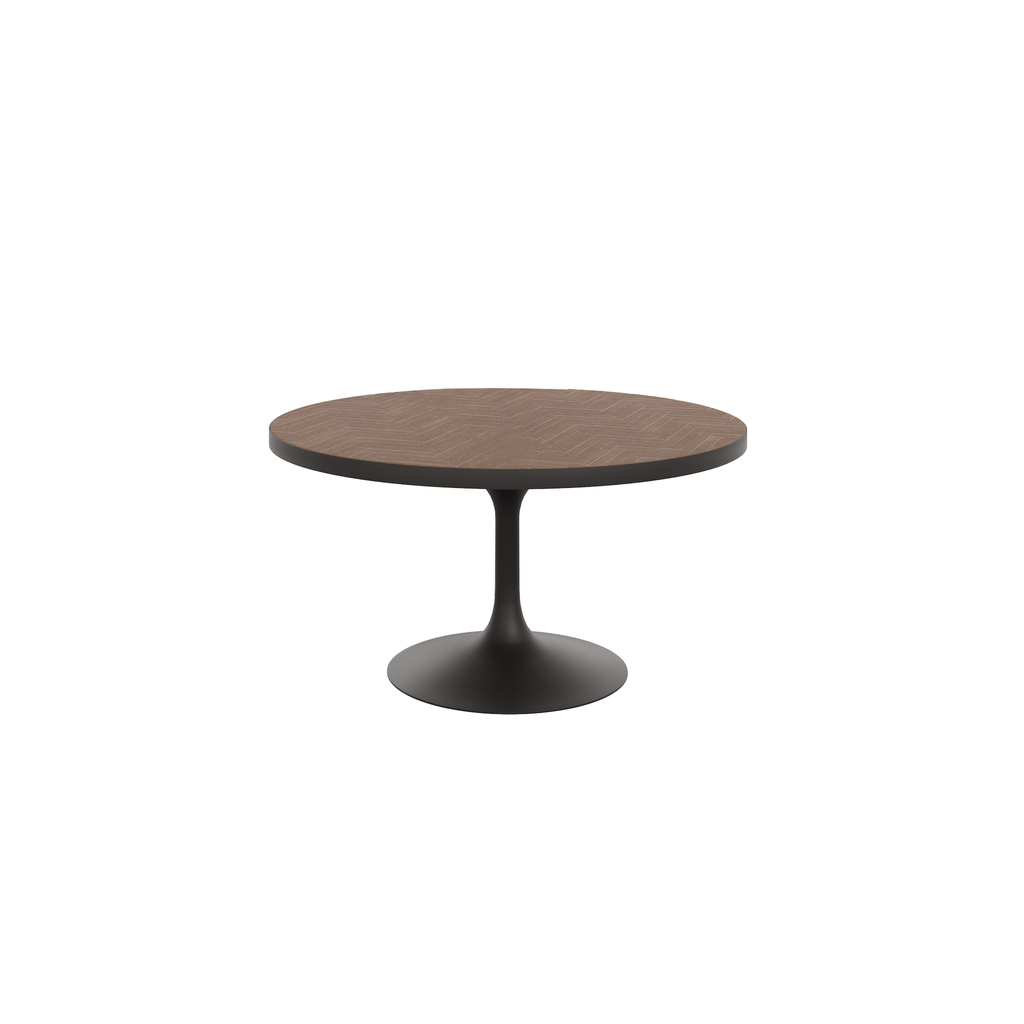 [TBL 827 A STR SE AB 30 V OAK NAT ] MARELINE - WOOD (AB (METAL FRAME ANODIC BROWN), WOOD VENEER OAK NATURAL 20mm, Ø1200, SWISS EDGE, STRAIGHT)