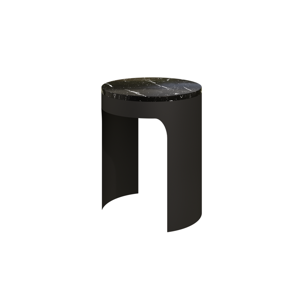 [TBL 468 AB 20 MR AWH] PONS NIGHTSTAND - TBL 468 (AB (METAL FRAME ANODIC BROWN), MARBLE ALASKA WHITE)