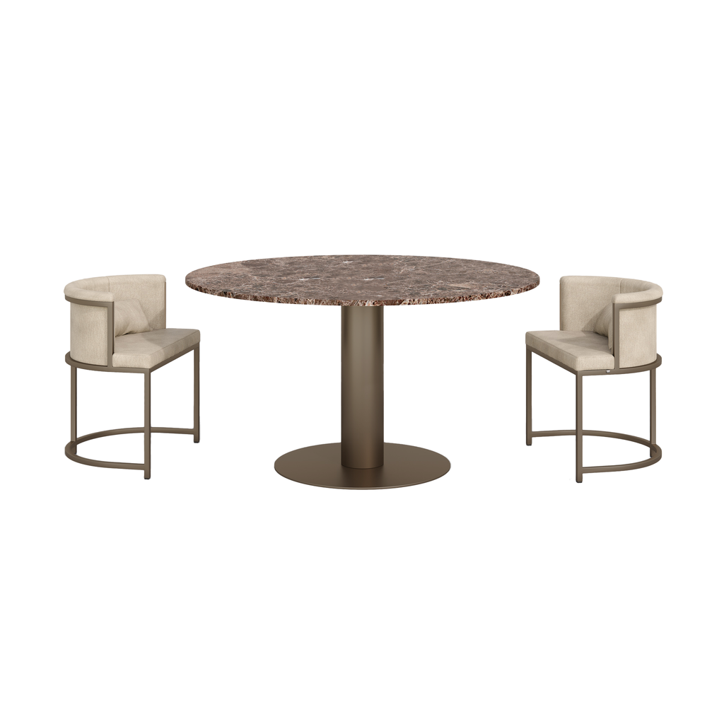 [TBL 820 A SE AB 20 MR AWH] THEODORE - MARBLE (AB (METAL FRAME ANODIC BROWN), MARBLE ALASKA WHITE, Ø1200, SWISS EDGE)