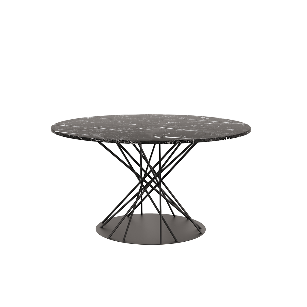 SPIKES - MARBLE (AB (METAL FRAME ANODIC BROWN), MARBLE ALASKA WHITE, Ø1200, SWISS EDGE)