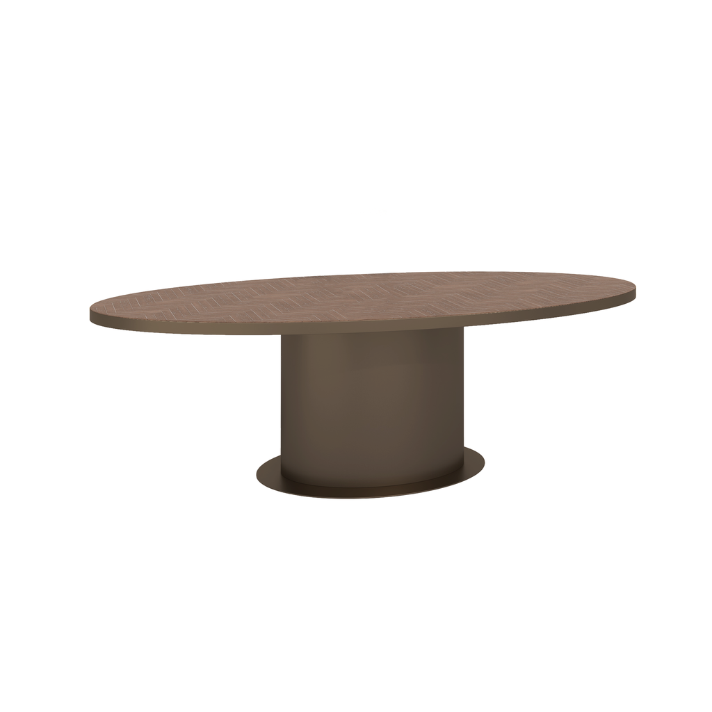 MOYRE - WOOD (AB (METAL FRAME ANODIC BROWN), WOOD VENEER OAK NATURAL 20mm, OVAL - 2000x1000, SWISS EDGE)
